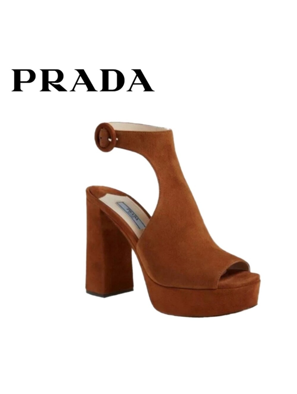 36.5 Prada Suede Platform Ankle Strap Sandals